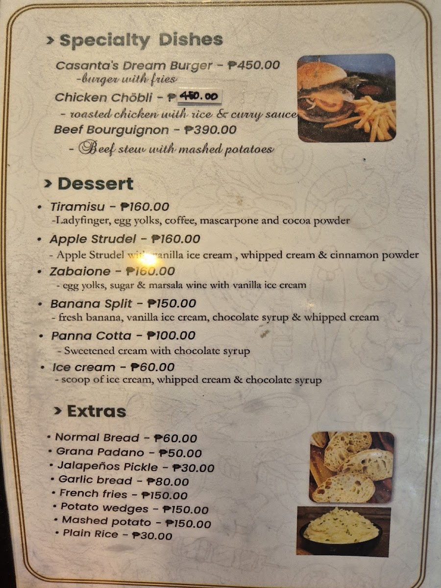 Menu Steakhouse Casanta Secret Garden And Italian Restaurant-1